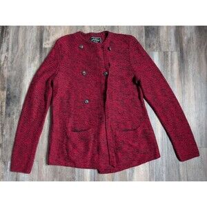 Lucky Brand Women's Size XL Double Breasted Red Marled Knit Sweater Jacket $129